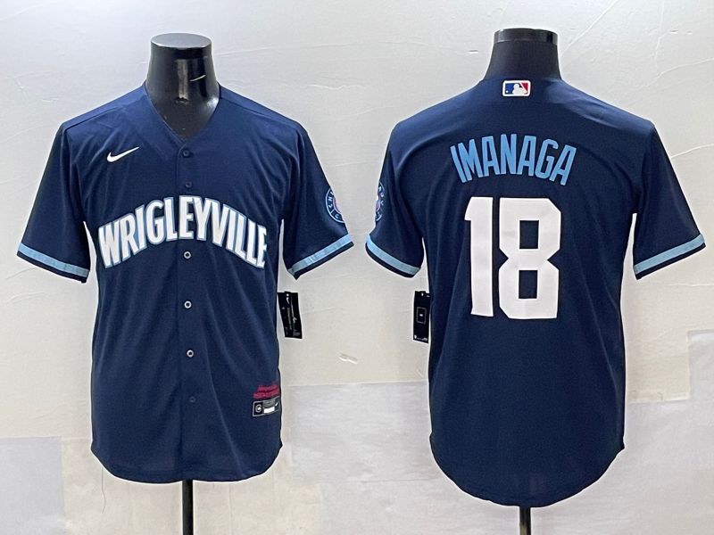 Men Chicago Cubs 18 Imanaga Dark Blue City Edition 2025 Nike MLB Jersey style 1